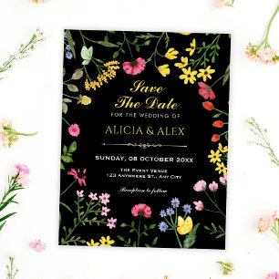 Black Wild flowers Save The Date