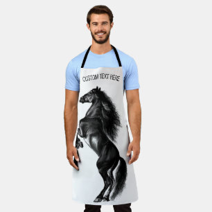 Black Wild Horse Apron with Custom Text