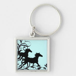 Black Wild Horses Key Ring