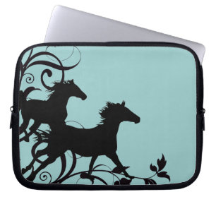 Black Wild Horses Laptop Sleeve