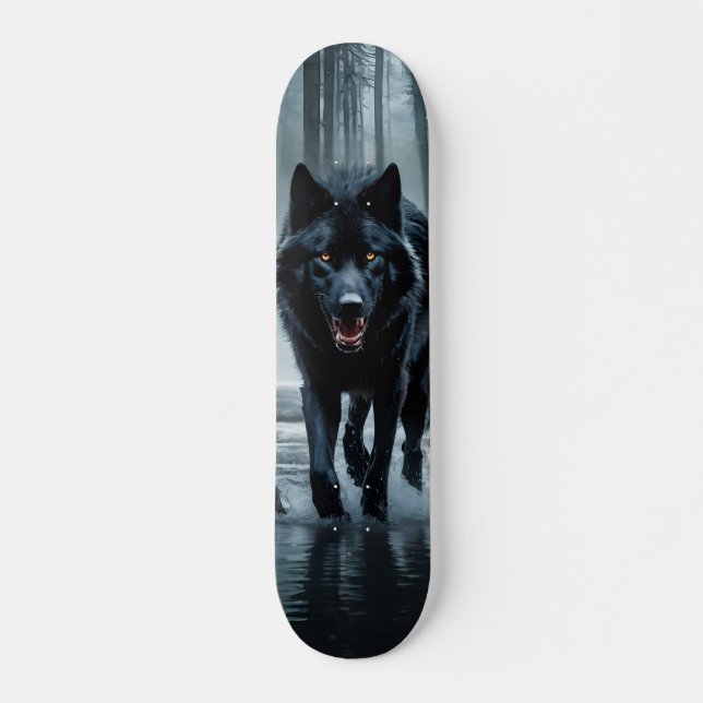 Black Wild Wolf Skater Skateboard (Front)