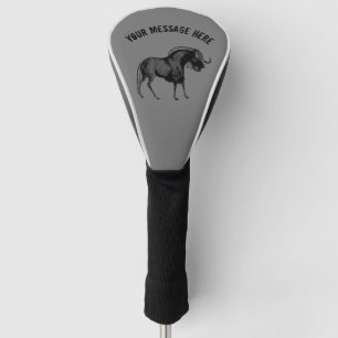 Black Wildebeest Simple Drawing Golf Head Cover