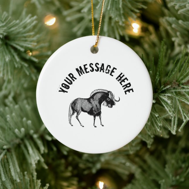 Black Wildebeest Simple Illustration Classic Ceramic Tree Decoration (Tree)