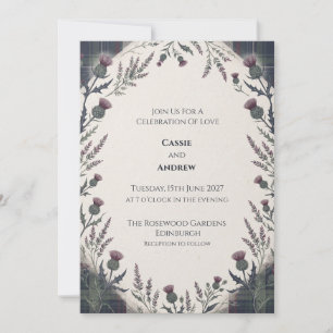 Black Wildflower Botanical Wedding Invitation