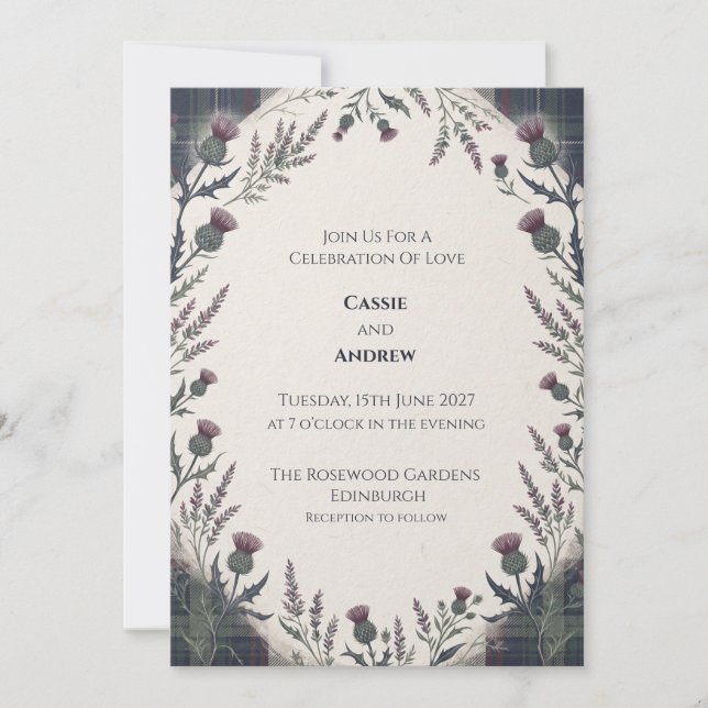 Black Wildflower Botanical Wedding Invitation (Front)