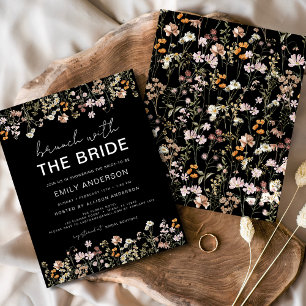 Black Wildflower Bridal Brunch Invitations Flyer