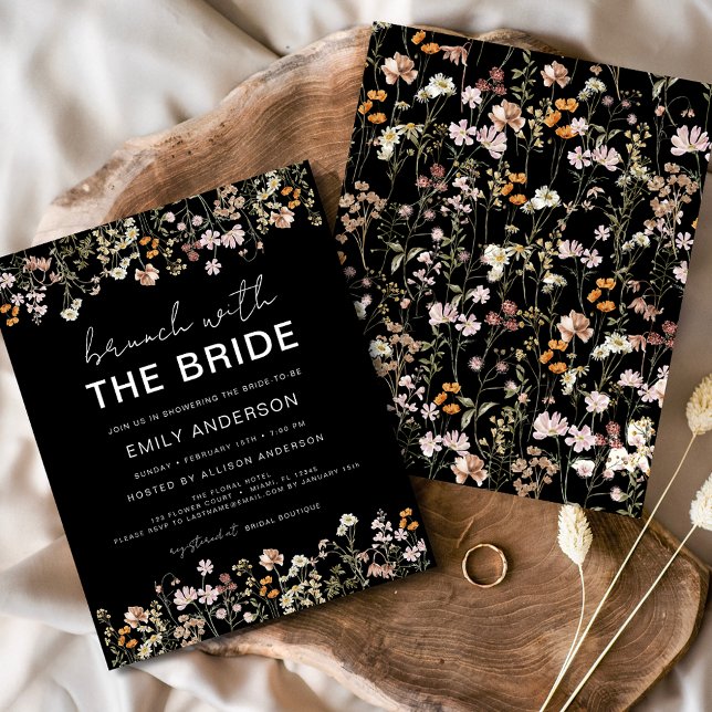 Black Wildflower Bridal Brunch Invitations Flyer (Creator Uploaded)