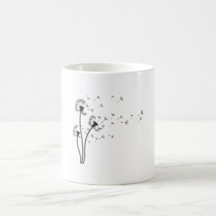 Black Wildflower Dandelion Coffee Mug