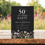 Black Wildflower Garden Floral 50th Birthday Invitation<br><div class="desc">Celebrate in style with a garden floral calligraphy 50th birthday invitation, perfect for a milestone event. Featuring vibrant floral designs and elegant calligraphy, this invitation sets a whimsical yet sophisticated tone for your celebration. The lush garden theme blends natural beauty with graceful typography, creating a timeless and inviting look. Ideal...</div>
