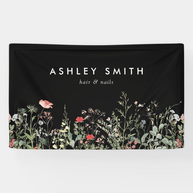 Black Wildflower Meadow Business Banner (Horizontal)