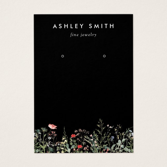 Black Wildflower Meadow Earring Display Card (Front)