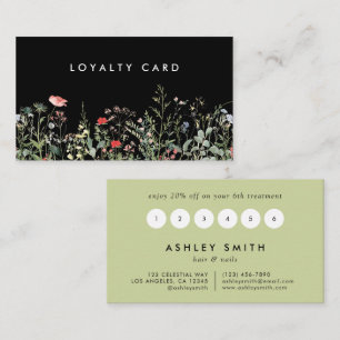 Black Wildflower Meadow Loyalty Card