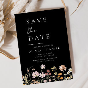 Black Wildflowers Boho Save the Date