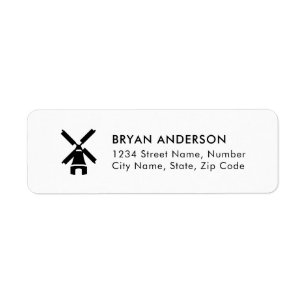 Black Windmill Return Address Label