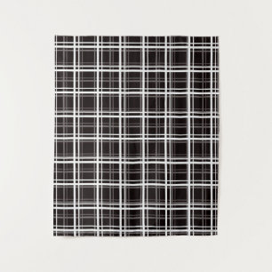Black Windowpane Plaid Grid Stripes Pattern Design Tapestry