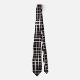 Black Windowpane Plaid Grid Stripes Pattern Design Tie