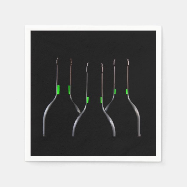 Black Wine Bottle Standard Cocktail Paper Napkin (Front)