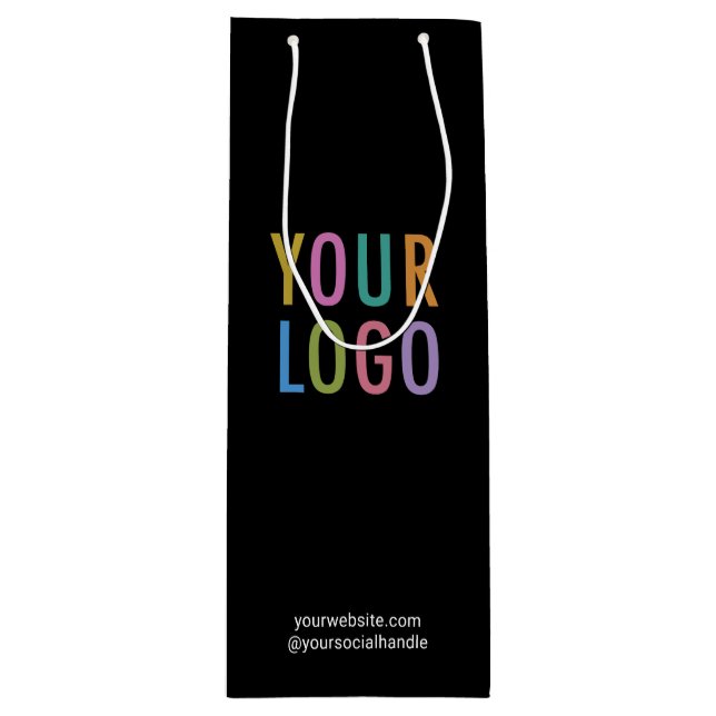 Black Wine Gift Bag Custom Business Logo Branded (Front)