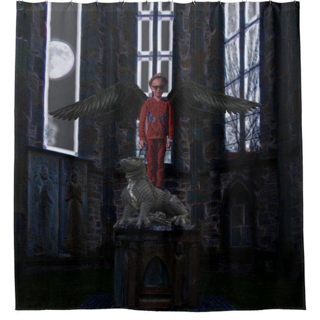 Black Wings Shower Curtain (Front)