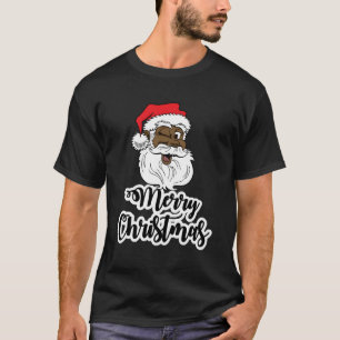 Black Winking Santa Merry African American Santa T-Shirt