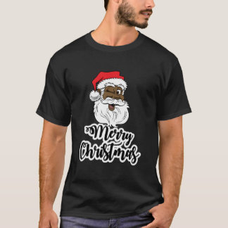 Black Winking Santa Merry African American Santa T-Shirt