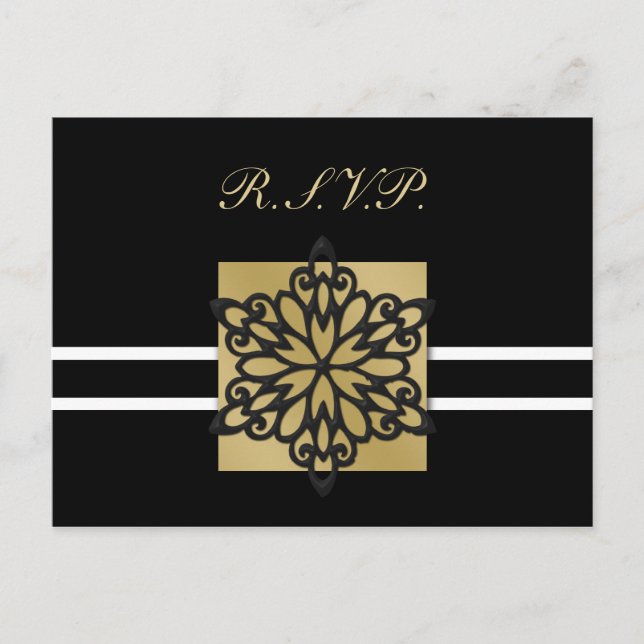 black winter Wedding rsvp card (Front)