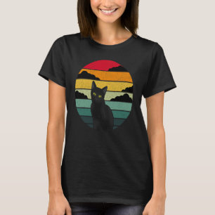 Black Witch Cat Vintage Retro Style T-Shirt