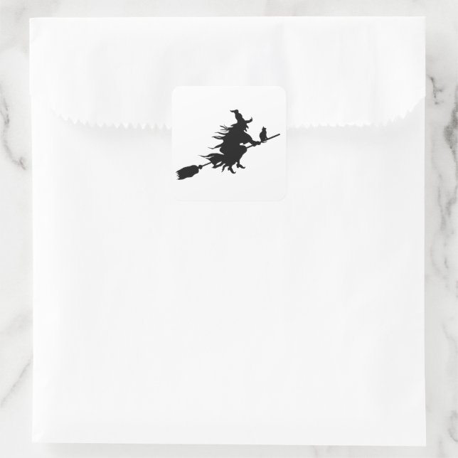 black witch halloween square sticker (Bag)