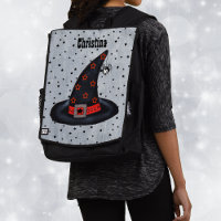 Black Witch Hat Orange Stars Sash Dangling Spider