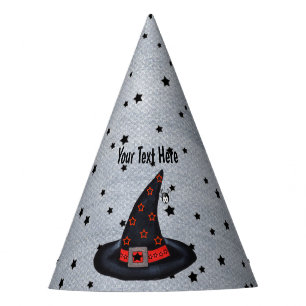 Black Witch Hat Silver Buckle Cute Spider Stars