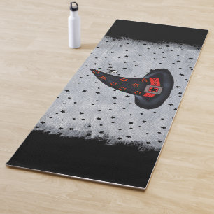 Black Witch Hat Silver Buckle Spider Black Stars Yoga Mat