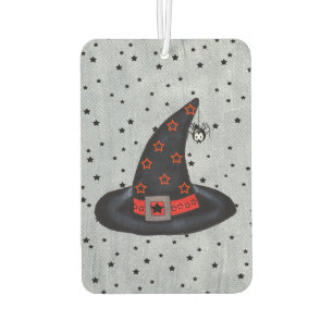 Black Witch Hat Stars Cute Spider Halloween Car Air Freshener