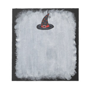 Black Witch Hat Stars Cute Spider Halloween Notepad