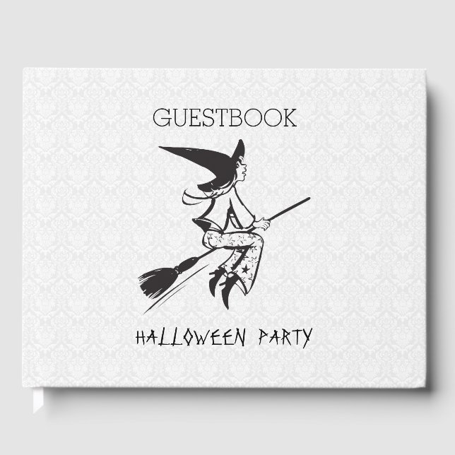 Black Witch On A Broom Guest Book (Front)
