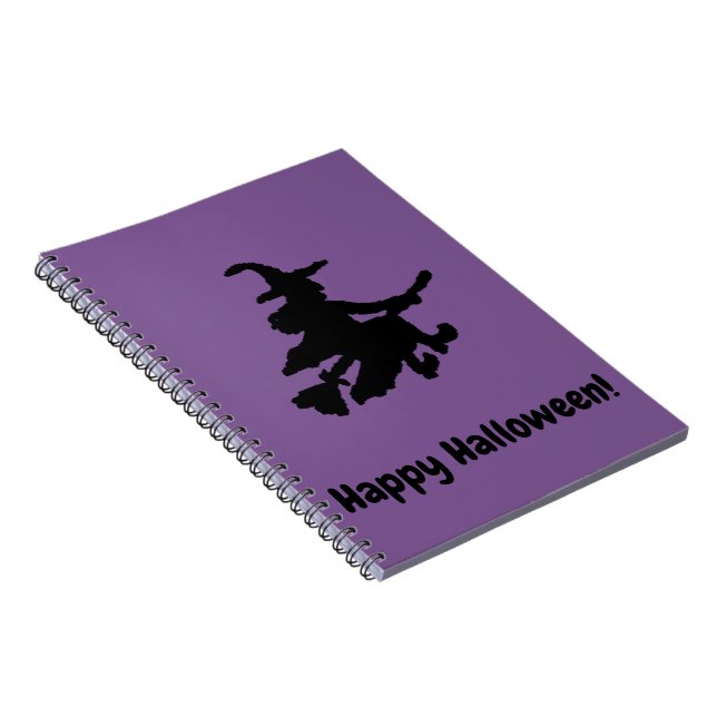 Black Witch on Purple - Happy Halloween  Notebook (Right Side)