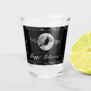 Black Witch Silhouette Halloween Shot Glass