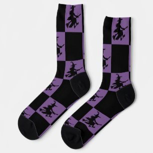 Black Witches Black & Purple Chequered Socks