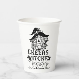 Black Witches Halloween Bachelorette Party Paper P Paper Cups