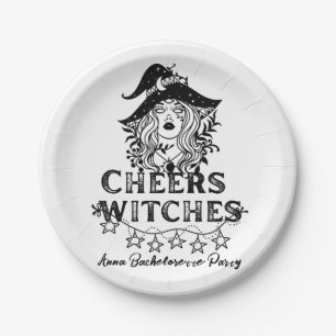 Black Witches Halloween Bachelorette Party Paper Plate