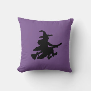 Black Witches on Purple Cushion