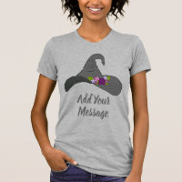 Black Witch's Hat with Flowers Custom Message