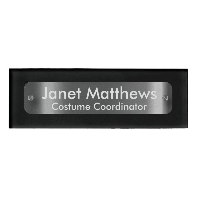 Black with A Dark Silver Label Plate -Personalised (Front)