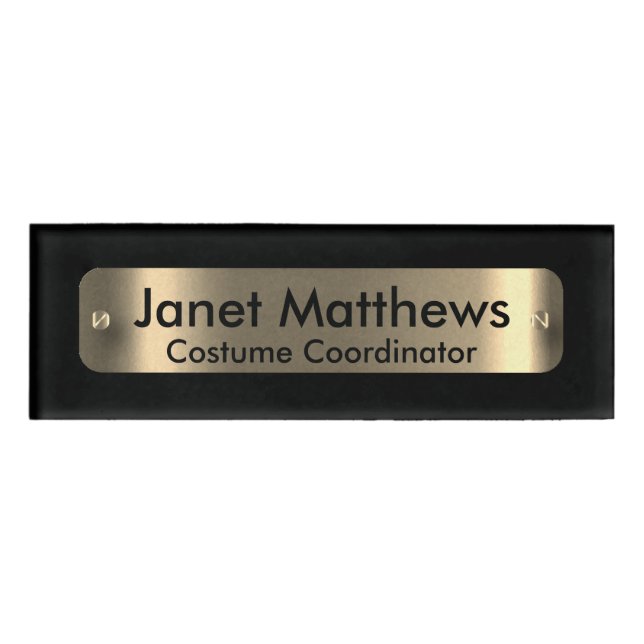 Black with A Gold Label Plate - Personalised (Front)