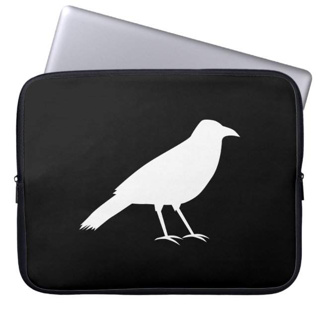 Black with a White Crow. Laptop Sleeve (Front)