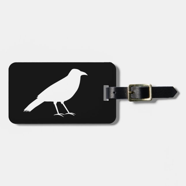 Black with a White Crow. Luggage Tag (Front Horizontal)