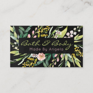 Black With Blooms Handmade Spa Bath And Body Business Card