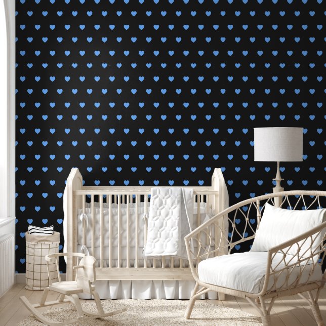 Black with Blue Hearts Wallpaper (Kids)