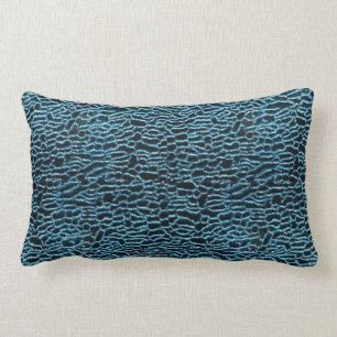 Black with Blue Velvet Pattern Pillow