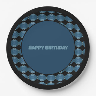 Black With Blues Paper Plate