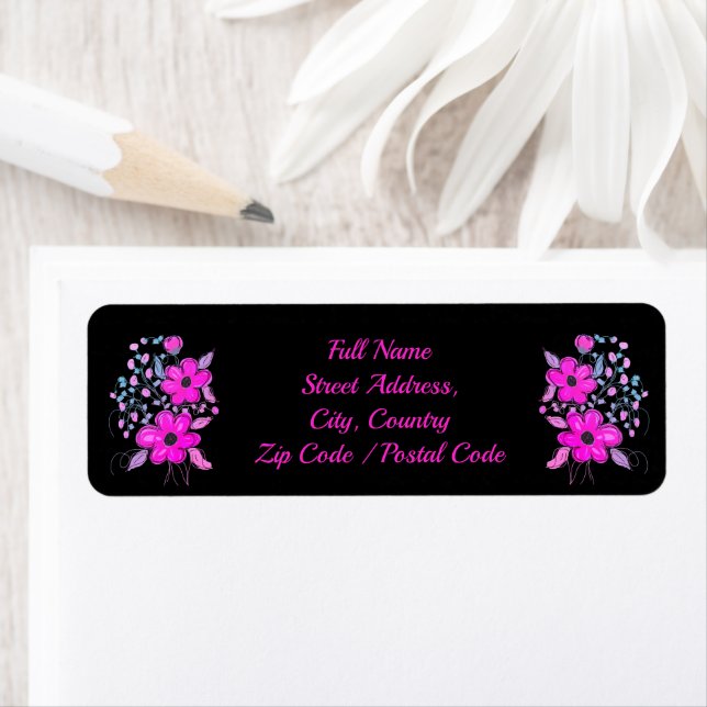Black with bright pink flowered detailing (Insitu)